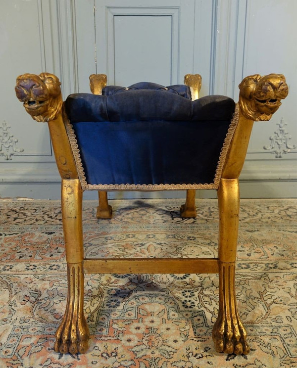 Tabouret De Style Empire En Bois Doré