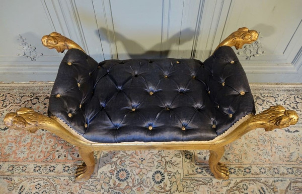 Tabouret De Style Empire En Bois Doré