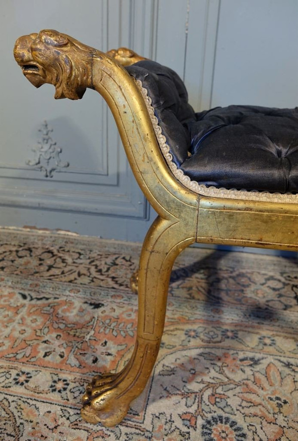Tabouret De Style Empire En Bois Doré