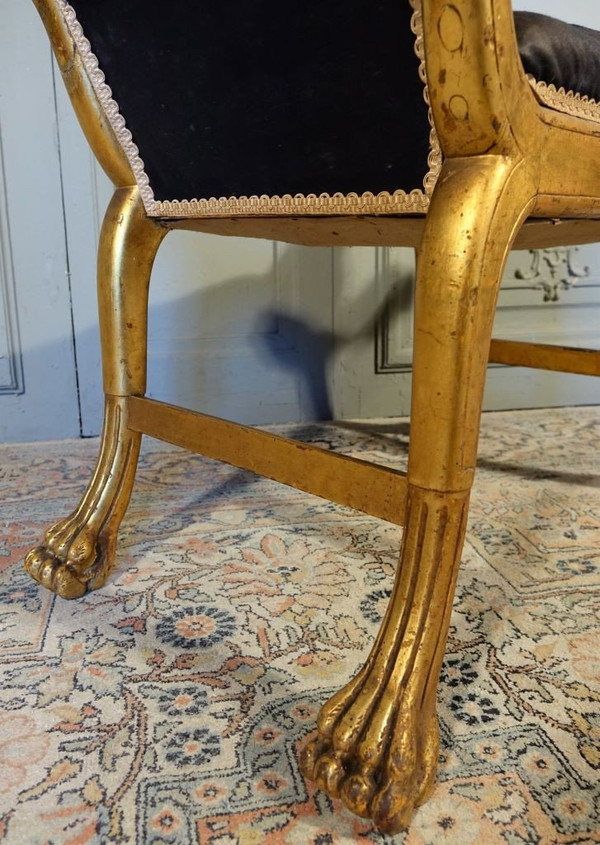 Tabouret De Style Empire En Bois Doré