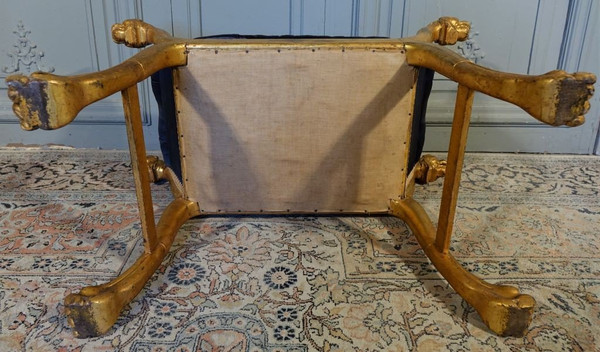 Tabouret De Style Empire En Bois Doré