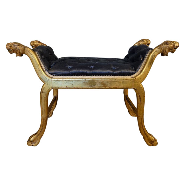 Tabouret De Style Empire En Bois Doré