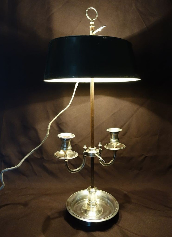 Lampe Bouillotte En Bronze Argenté