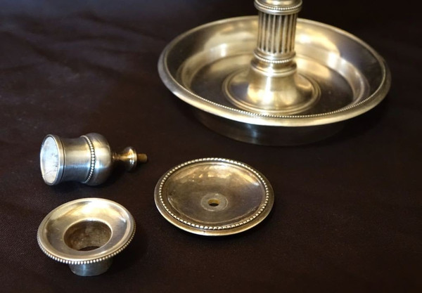 Lampe Bouillotte En Bronze Argenté