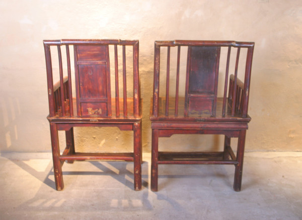 Deux anciens fauteuils Chinois XIXe