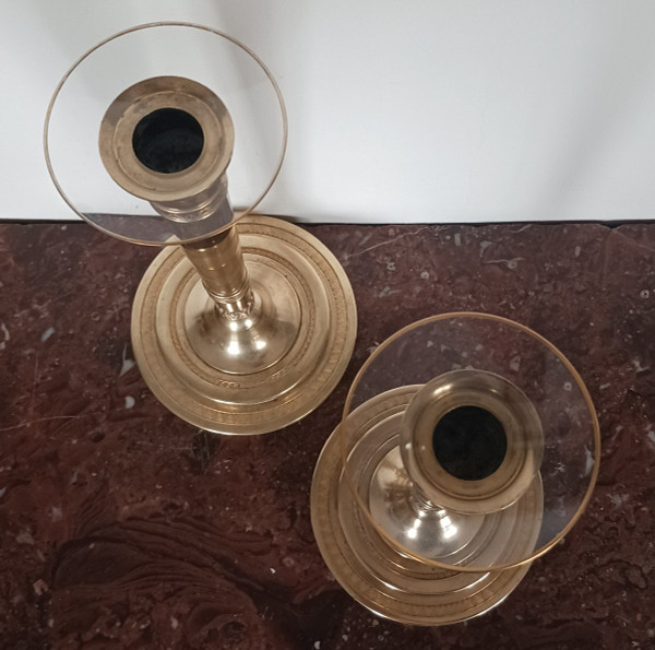 Paris, Consulate, Empire period - pair of bronze candlesticks or torches - imperial model