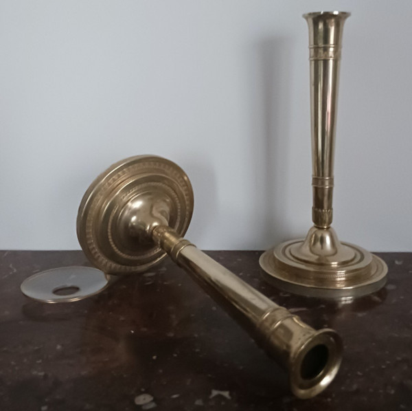 Paris, Consulate, Empire period - pair of bronze candlesticks or torches - imperial model