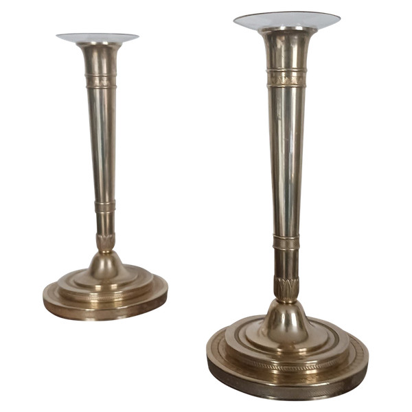 Paris, Consulate, Empire period - pair of bronze candlesticks or torches - imperial model