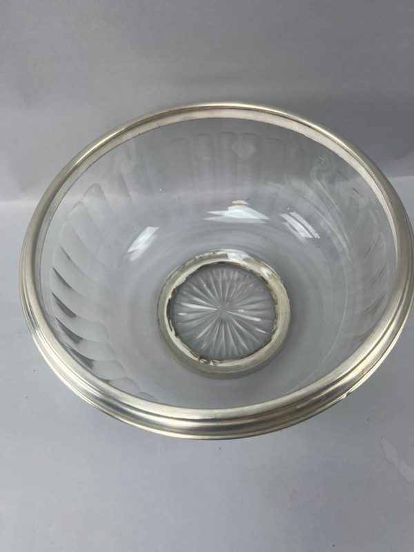 Saladier en cristal cerclé argent modèle Harcourt 