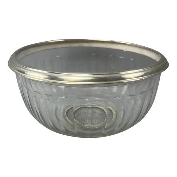 Saladier en cristal cerclé argent modèle Harcourt 