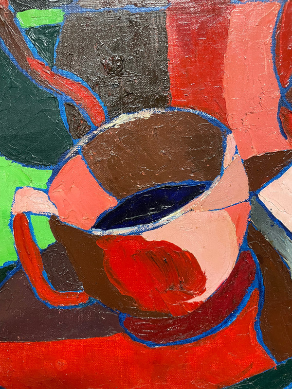 Françoise Jacquelin - Natura morta in stile cubista "Le café rouge