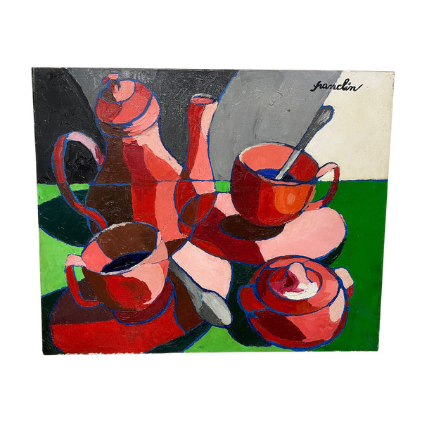 Françoise Jacquelin - Natura morta in stile cubista "Le café rouge