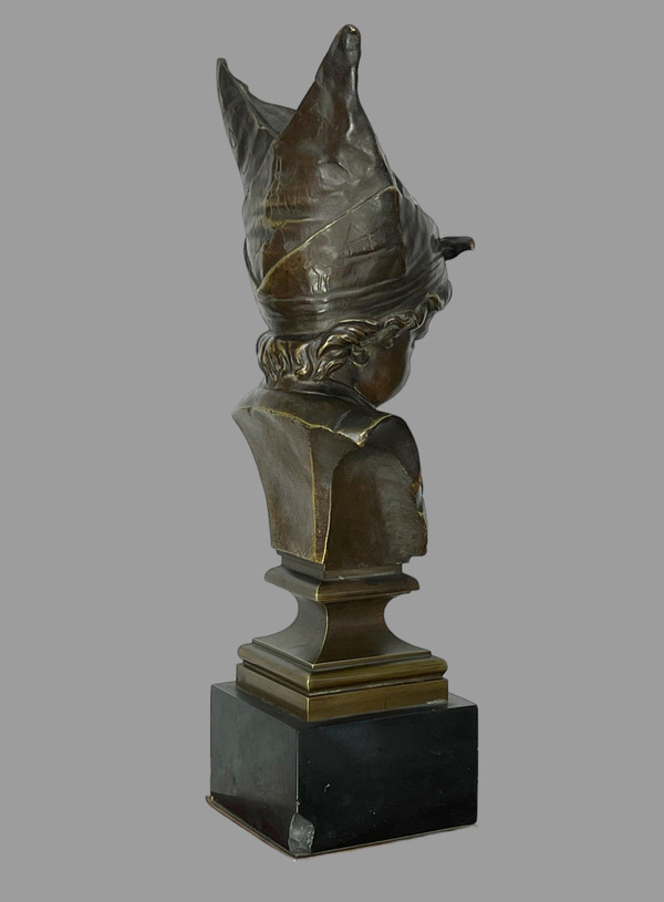 BRONZE ANCIEN DU XIXe " LE BONNET D'ÂNE LA PENITENCE " D' APRES NICOLAS LECORNET