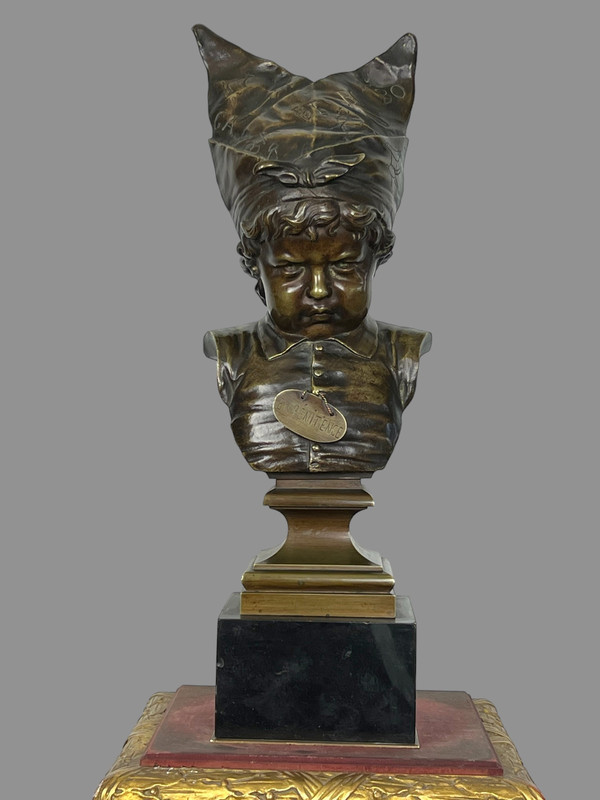 BRONZE ANCIEN DU XIXe " LE BONNET D'ÂNE LA PENITENCE " D' APRES NICOLAS LECORNET