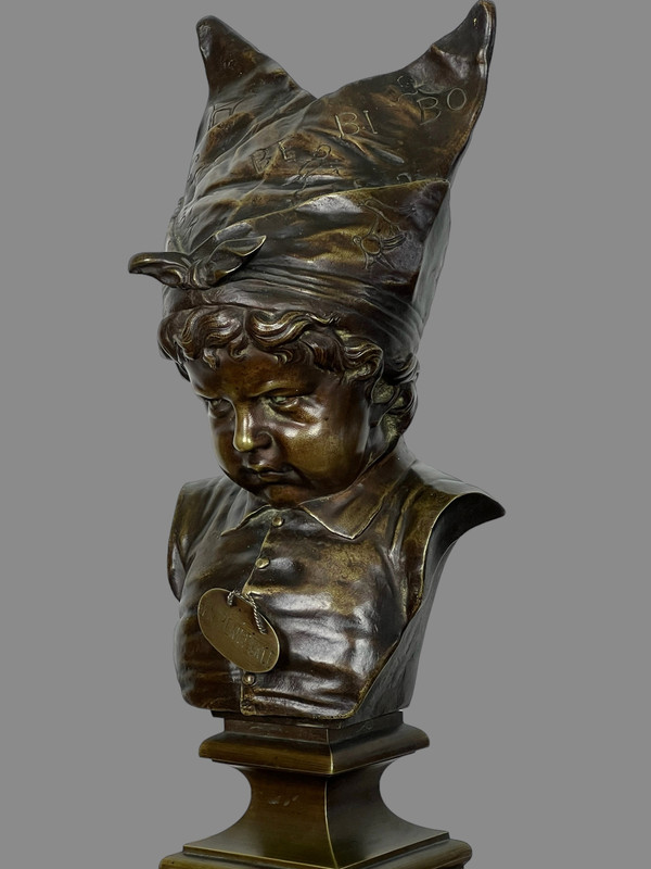 BRONZE ANCIEN DU XIXe " LE BONNET D'ÂNE LA PENITENCE " D' APRES NICOLAS LECORNET