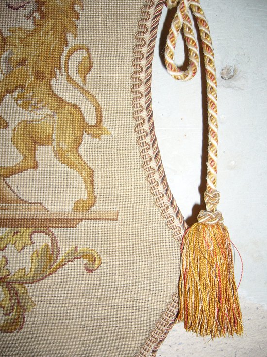 Decorative panel embroidered with arloiries de comte late 19th century