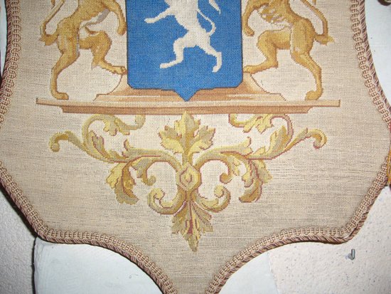 Decorative panel embroidered with arloiries de comte late 19th century
