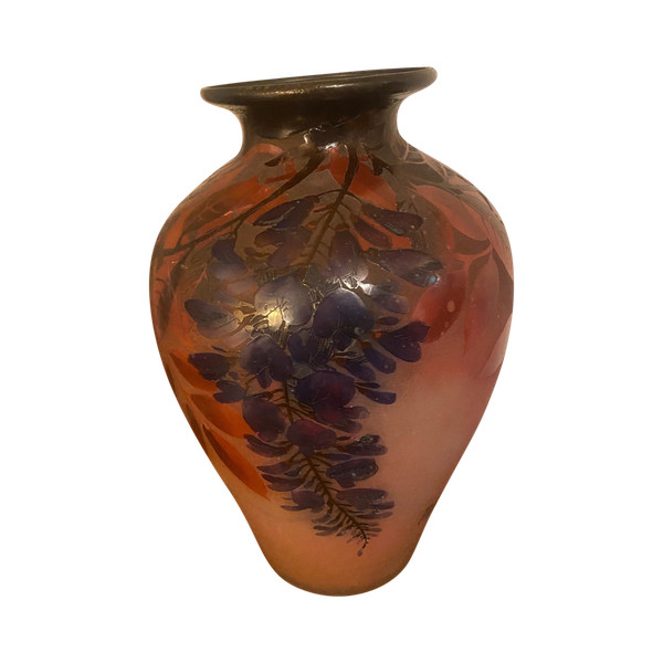 multi-layered glass vase signed Peynaud