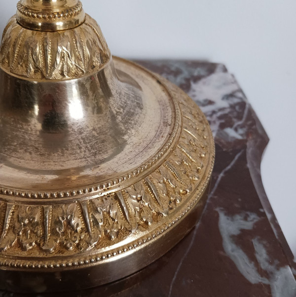 Paris, Louis XVI period - pair of candlesticks or torches - ormolu gilt bronze