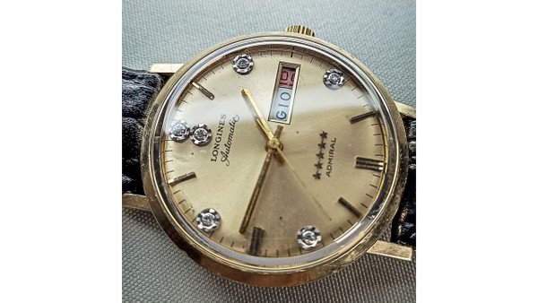 LONGINES Admiral, Automatico. Placcato oro + diamanti