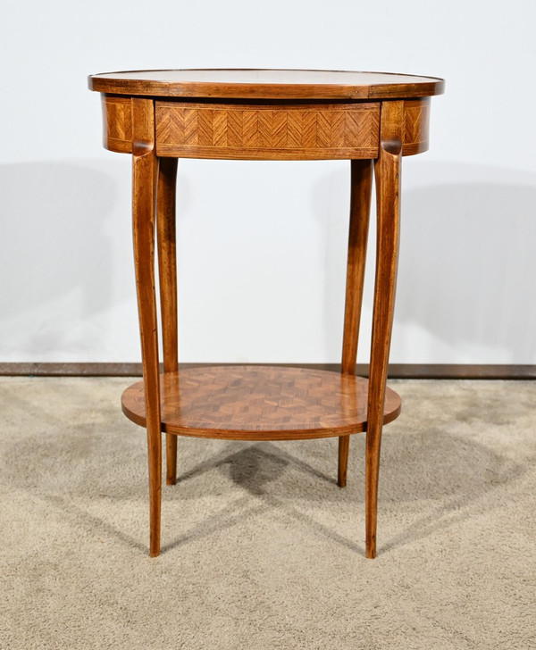 Kleiner Salontisch aus Intarsien, Übergangsstil Louis XV Louis XVI - 1920