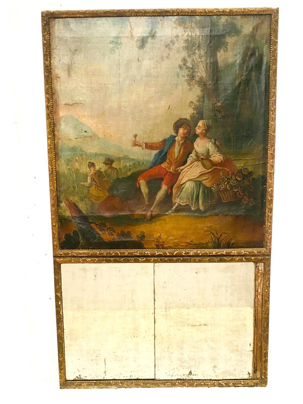 Louis XV style trumeau in carved wood XIX century