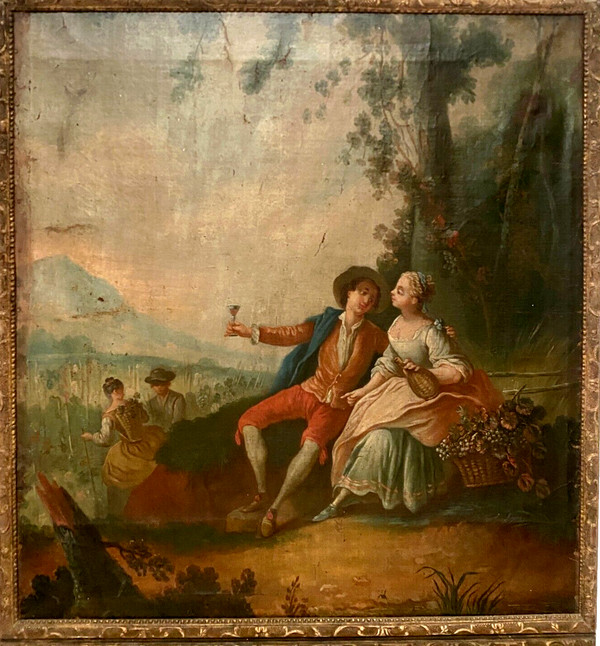Louis XV style trumeau in carved wood XIX century