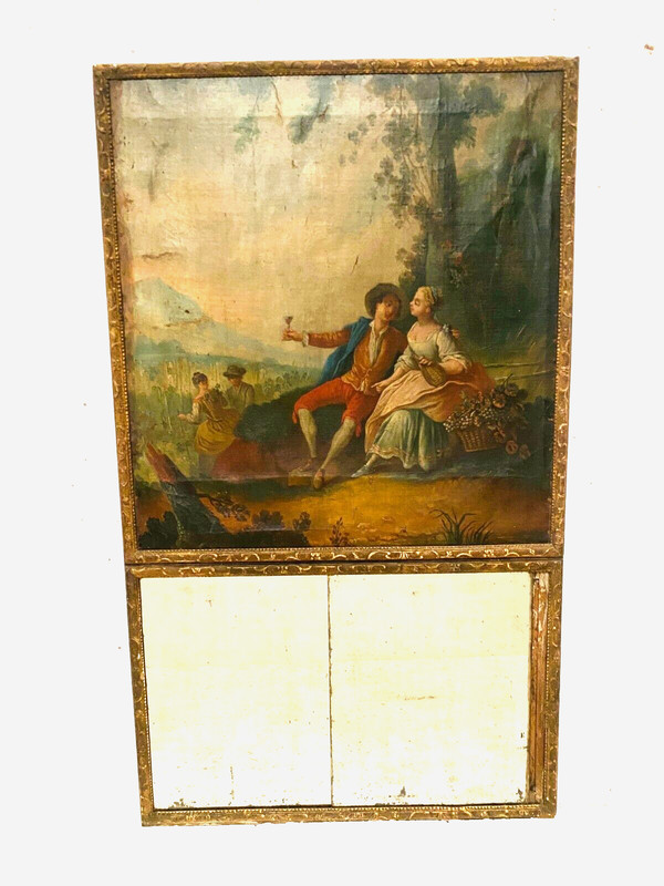 Louis XV style trumeau in carved wood XIX century