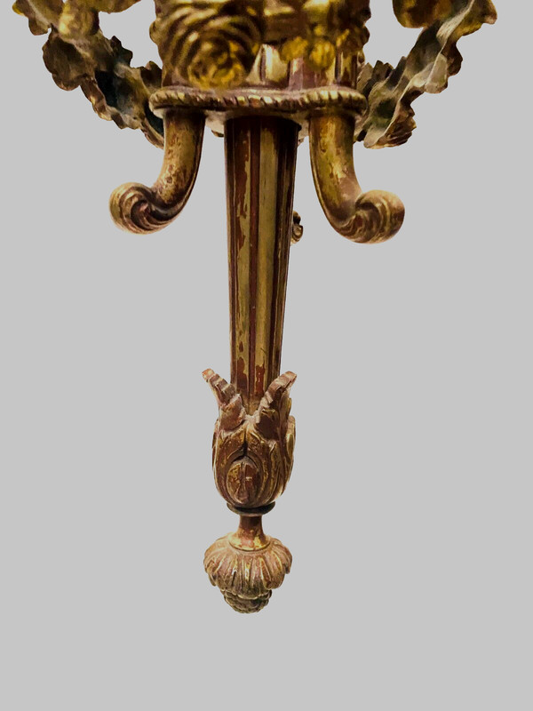 Louis XVI style chandelier in bronze and frosted glass XX century