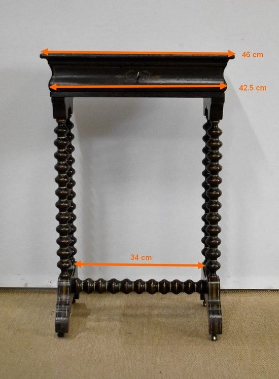 Petite Table à ouvrage en Bois laqué, époque Napoléon III - Milieu XIXe 