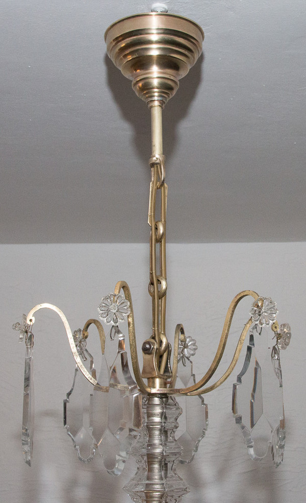Lampadario a gabbia in bronzo e cristallo in stile Luigi XV, circa 1880