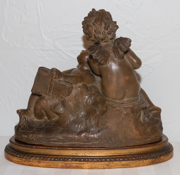  Psiche e Cupido in terracotta firmati Fernand Cian Paris