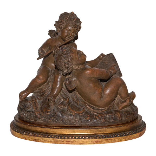  Psiche e Cupido in terracotta firmati Fernand Cian Paris