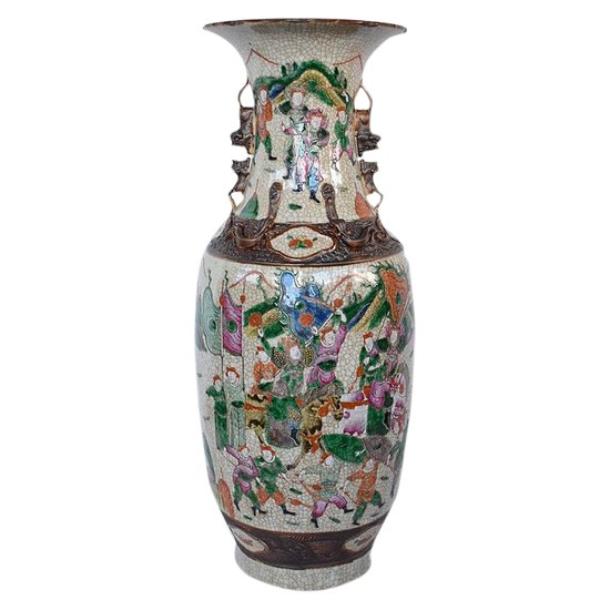 Große Balustervase, gebrochenes Kanton-Porzellan, China - Neunzehnte