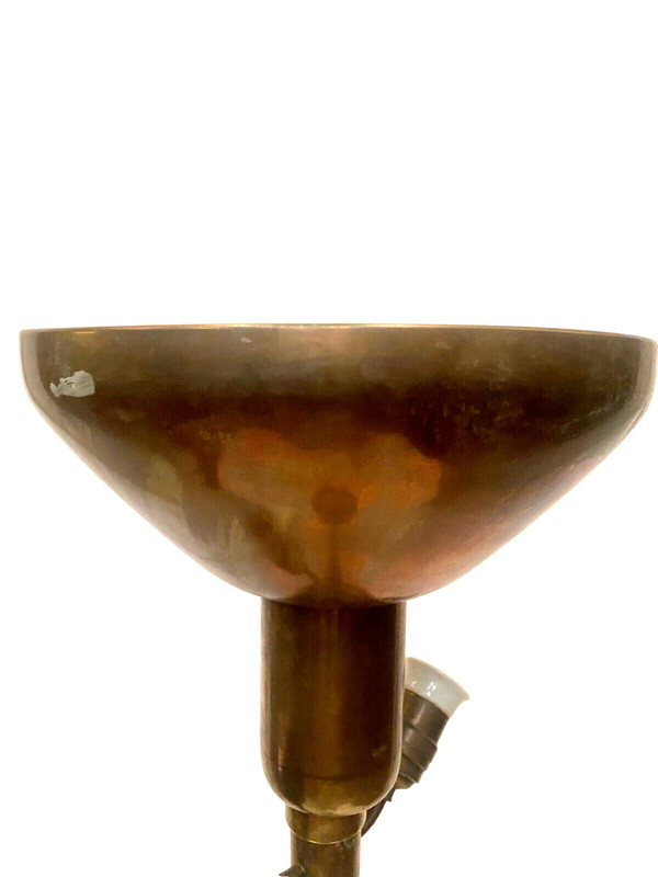 Lampada da terra Art Déco di AMBA in ottone del XX secolo.