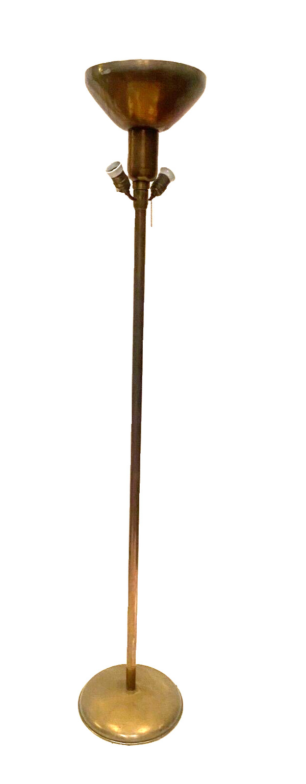 Lampada da terra Art Déco di AMBA in ottone del XX secolo.