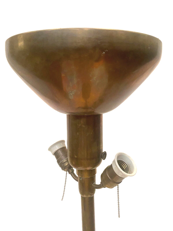 Lampada da terra Art Déco di AMBA in ottone del XX secolo.