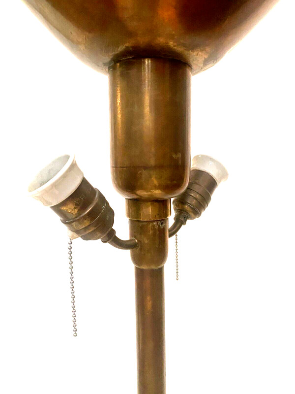 Lampada da terra Art Déco di AMBA in ottone del XX secolo.