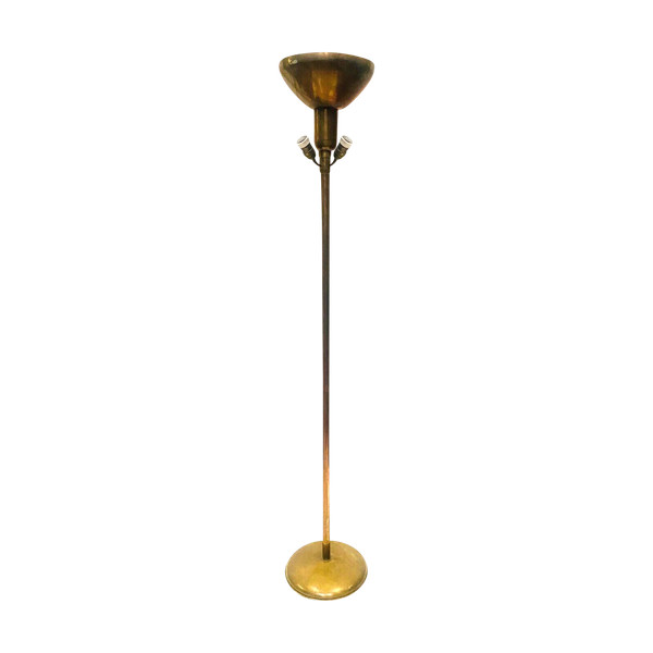 Lampada da terra Art Déco di AMBA in ottone del XX secolo.