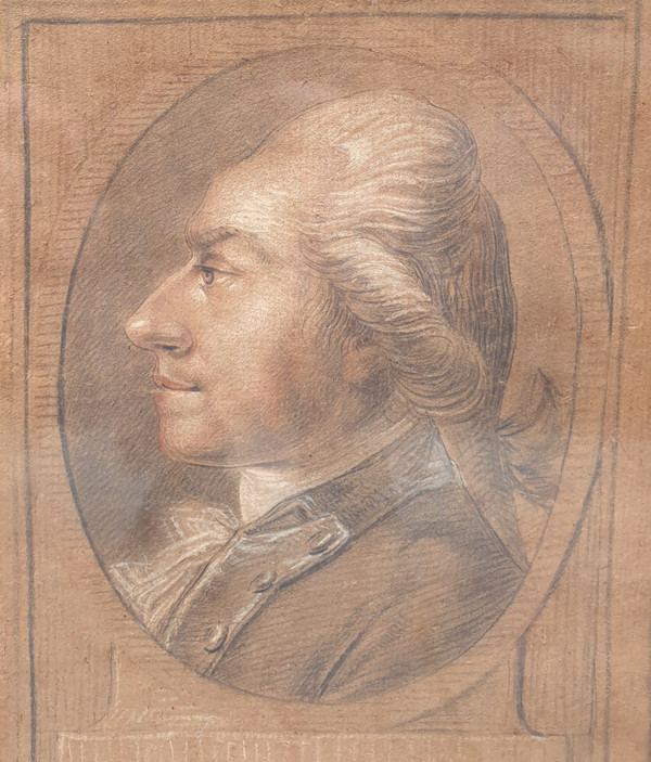 18th century French school - Portrait of Augustin D'Herbez dit Saint-Aubin