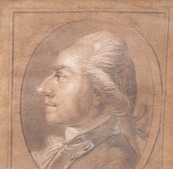 18th century French school - Portrait of Augustin D'Herbez dit Saint-Aubin