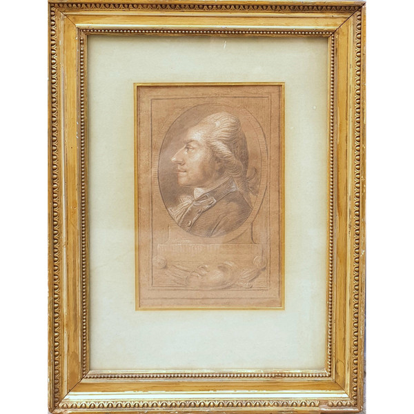 18th century French school - Portrait of Augustin D'Herbez dit Saint-Aubin