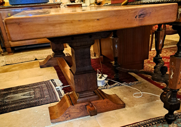Ancienne table de monastère en chêne brut Début XXème Restaurée