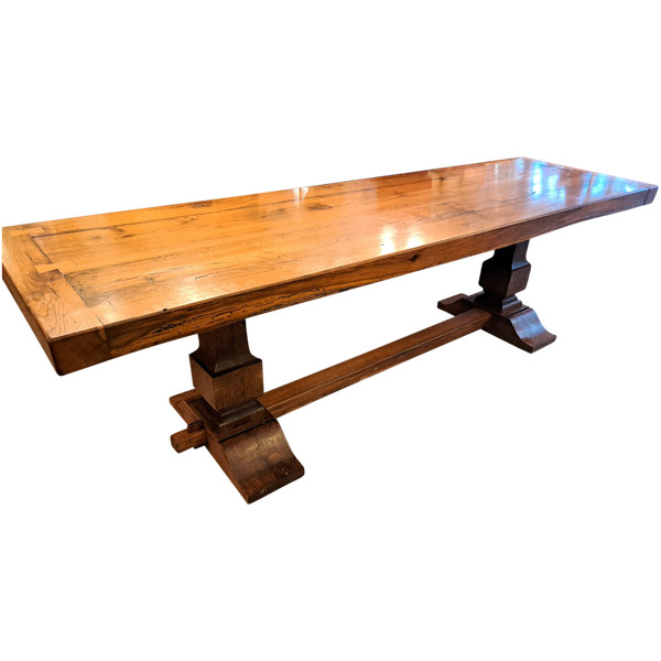 Ancienne table de monastère en chêne brut Début XXème Restaurée
