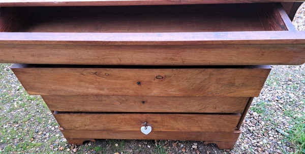 Commode style Louis Philippe en Chêne massif a 4 tiroirs dessus marbre blanc 19ème