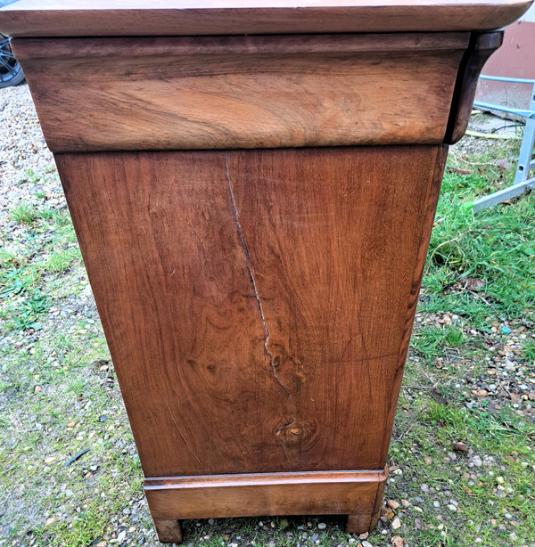Commode style Louis Philippe en Chêne massif a 4 tiroirs dessus marbre blanc 19ème