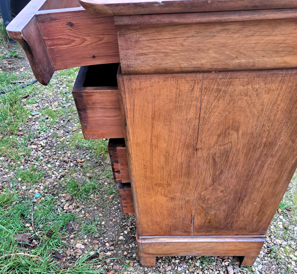 Commode style Louis Philippe en Chêne massif a 4 tiroirs dessus marbre blanc 19ème