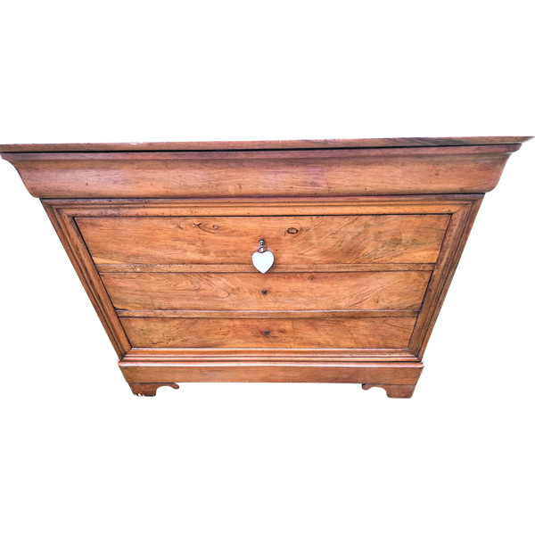 Commode style Louis Philippe en Chêne massif a 4 tiroirs dessus marbre blanc 19ème