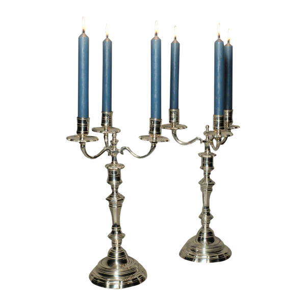 Pair of 3-branch candelabras 18th century