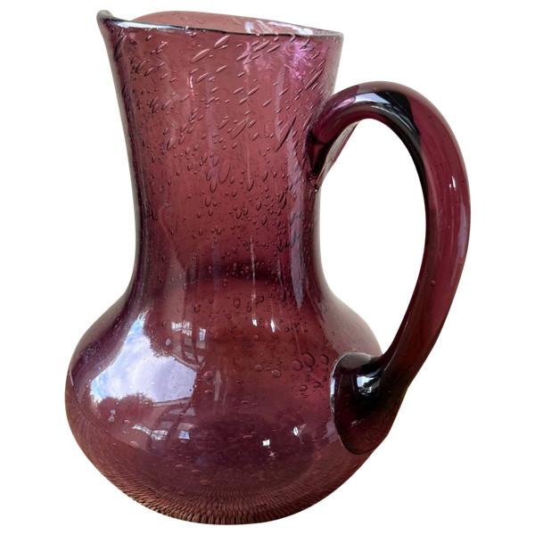 Pitcher in bubble-blown glass - Origin Biot - 20th century
